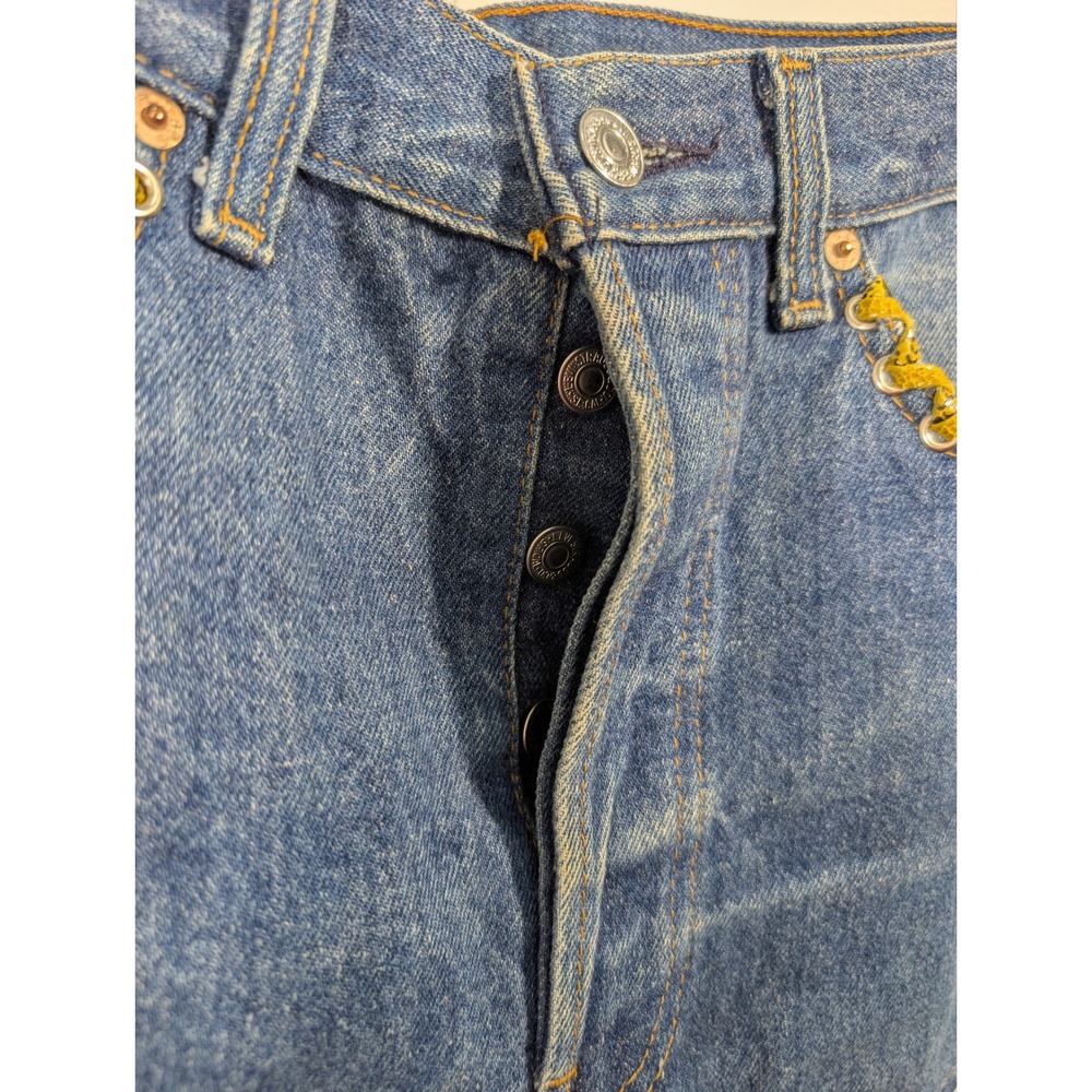 Levis 501xx Vintage Custom Lace Up Snakeskin Denim Shorts Medium Wash W30 L33
